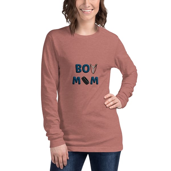 "Boy Mom" w/ Hokey Puck Unisex Long Sleeve Tee