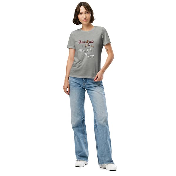 "Chocolate & Wine Make Me Happy" Women’s relaxed tri-blend t-shirt - Image 3